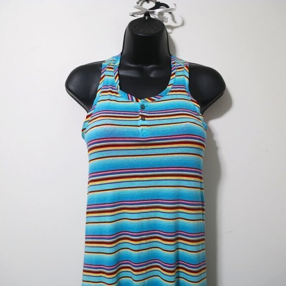 Ralph Lauren Girls Youth Button Tank Stripe Blue Maxi Long Dress - Picture 2 of 7